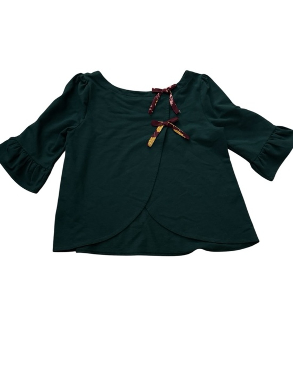 ModCloth Forest Green Bow Back Knit Top Size L Cottagecore Coquette